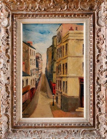 Elisée MACLET (1881-1982) Rue de Paris à Montmartre Huile sur toile signée en bas...