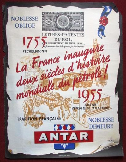 null Affiche publicitaire ANTAR Pechelbronn 1755 1955. La France inaugure deux siècles...