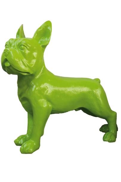 Anonyme - Circa 2000 Bouledogue français Sculpture décorative en résine laquée vert...