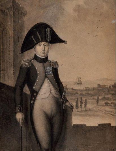 Ecole FRANCAISE du début du XIXème siècle «Portrait d'un officier supérieur, sur...