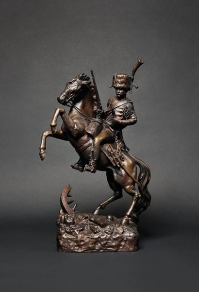 Georges OMERTH (1895-1925). Ecole française «Chasseur à cheval de la Garde, sur son...