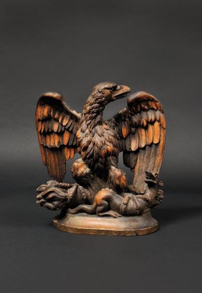 null «L'Aigle impériale sur foudre, terrassant une salamandre.» Belle sculpture en...