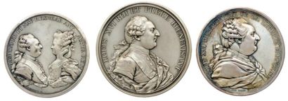 null Lot de trois refrappes en argent de médailles à l'effigie de Louis XVi: Abandon...