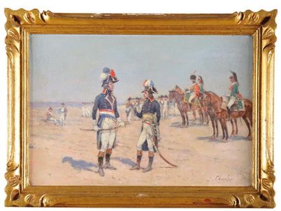 Émile CHEPFER (1876-1944) «Bonaparte et Kléber pendant la campagne d'Égypte.» Huile...