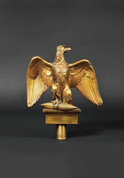 null RARE ET MYTHIQUE AIGLE REGLEMENTAIRE DE DRAPEAU MODELE 1804. Aigle en bronze...