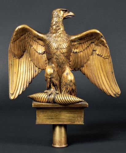 null RARE ET MYTHIQUE AIGLE REGLEMENTAIRE DE DRAPEAU MODELE 1804. Aigle en bronze...