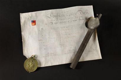 null LETTRES PATENTES Rare brevet de Pair de France du Général Comte RAMPON. Armoiries...