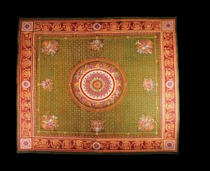 null Magnifique et exceptionnel tapis d'Aubusson (tapis plat tissé en laine) d'époque...