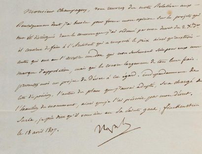 null NAPOLÉON Ier. Lettre signée «Napole» à Jean-Baptiste de Nompère de Champagny....
