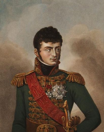 KINSON, d'après «Jérôme Napoléon, Roi de Westphalie.» Gravure aquarellée par Ruotte,...