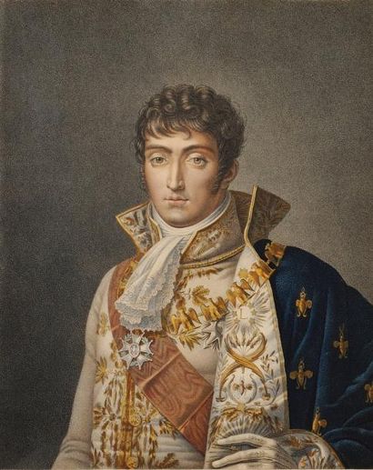 GREGORIUS, d'après «Louis Napoléon Roi de Hollande» Gravure aquarellée par Ruotte,...