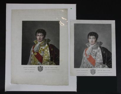 GREGORIUS, d'après «Louis Napoléon Roi de Hollande» Deux gravures aquarellées par...