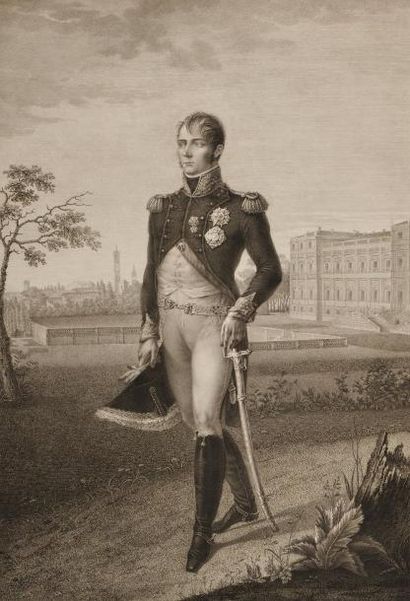 BOSIO, d'après «S.A.I. Le Prince Eugène Napoléon» Rare gravure par Louis Rados à...