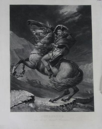 DAVID, d'après «Bonaparte au Mont Saint Bernard» Lithographie par Blaisot. 66 x 46...