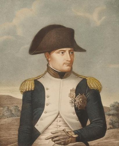 LEFEVRE, d'après «Napoléon le Grand, Empereur.» Gravure aquarellée par Ruotte. 44...