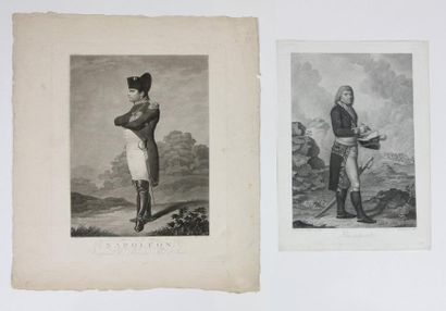 null Deux gravures: -«Buonaparte», d'après Le Dru. 42 x 28 cm. -«Napoléon», d'après...