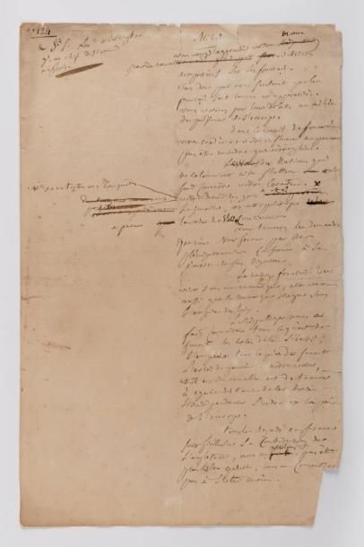 FOUCHE (JOSEPH) Minute autographe signée «le duc d'Otrante», d'une lettre adressée...