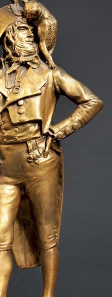 Emmanuel Fremiet (1824-1910) «L'incroyable». Sujet en bronze doré signé sur la terrasse...