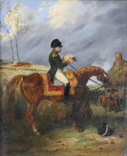 Hippolyte BELLANGE (1800-1866) «L'arrivée de l'Empereur Napoléon 1er une carte à...