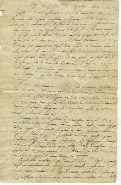 [NAPOLEON Ier] Manuscrit, en italien. 6 pp. in-folio, marges légerement effrangées....