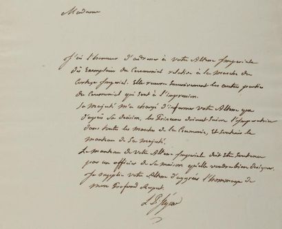 SÉGUR (Louis-Philippe de) Lettre autographe signée en qualité de grand-maître des...