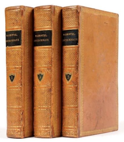 MARMONTEL Jean-François Contes Moraux. Paris, J. Merlin, 1765; 3 vol. in-8, reliures...
