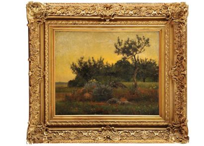 Ecole FRANÇAISE vers 1860 Paysage Huile sur toile 50 x 61 cm Oil on canvas, 19,6...