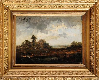 Pierre Ernest BALLUE (1855-1928) Paysage de forêt Huile sur panneau Signé et daté...