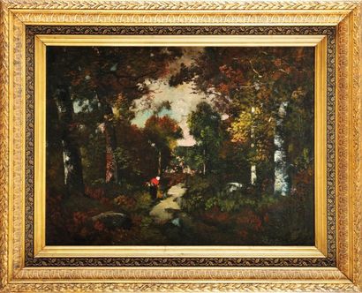 Camille MAGNUS (1850-?) Fagotière en forêt Sur sa toile d'origine Signé en bas à...