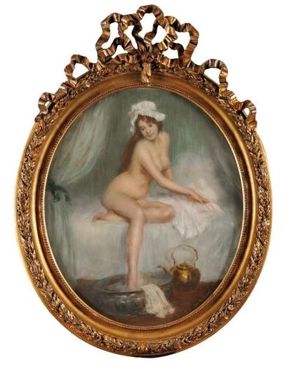 Pierre CARRIER-BELLEUSE (1851-1932/33) La Toilette Pastel Signé et daté 1908 en bas...