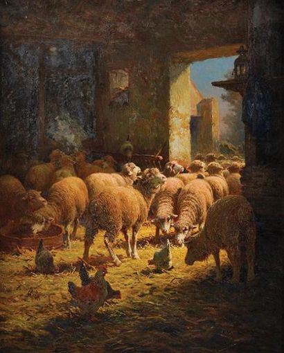 Charles CLAIR (1860-1930) La Bergerie Sur sa toile d'origine Signé en bas à droite...
