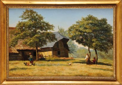 Pablo MARTINEZ DEL RIO (1838-?) La ferme Sur sa toile d'origine Signé et daté 1870...