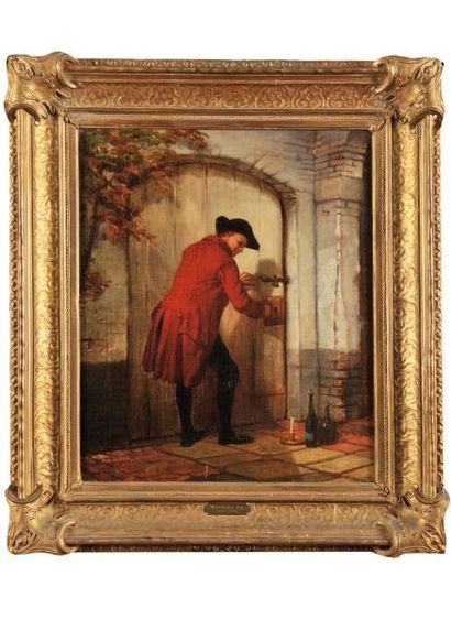 Charles Augustin WAUTERS (1811-1869) Le passage secret Sur sa toile d?origine Signé...
