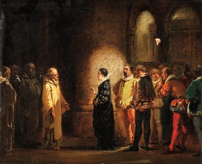 Wilfrid Constant BEAUQUESNE (1847-1913) La visite de Catherine de Médicis Sur sa...