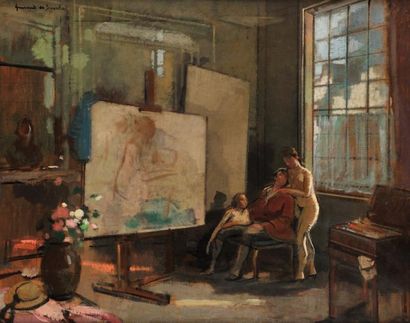Lucien Victor GUIRAND de SCÉVOLA (1871-1950) L?atelier du peintre Sur sa toile d?origine...