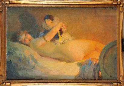 Marcial PLAZA-FERRAND (1876-1948) Nu au pantin Sur sa toile d?origine Signé en bas...