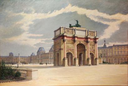 Ach. de la Nièce (XIXè siècle) La Cour du Louvre Sur sa toile d?origine Signé en...