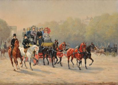 Adhémar Louis CLERMONT DE GALLERANDE (?-1895) Fiacre sur les Champs-Elysées en 1900...