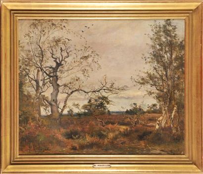 Alfred MOUILLON (1832-1886) Forêt en Automne Sur sa toile d?origine Signé et daté...