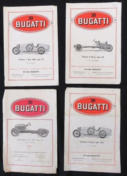 BUGATTI  Catalogues BUGATTI: voiture type 37 de 1926; châssis type 38 de 1926; châssis...