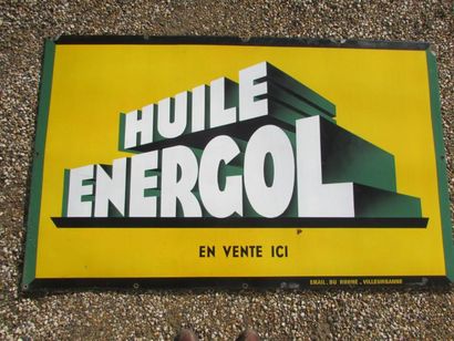 null Plaque émaillée HUILE ENERGOL, 98 x 158 cm