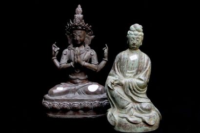 null Deux sculptures, Shiva et Bouddha