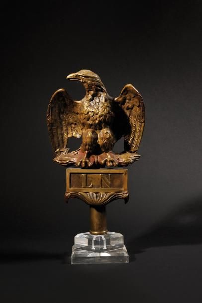 null Grand Aigle de pavoisement de la Garde nationale modèle 1852. En laiton estampé....