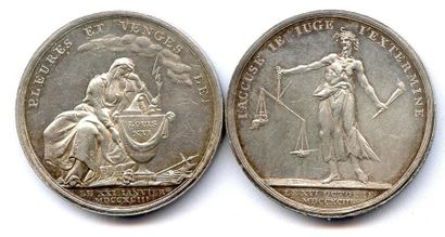 null Deux jetons en argent (Loos) Berlin : la mort de Louis XVI le 21 janvier 1793...