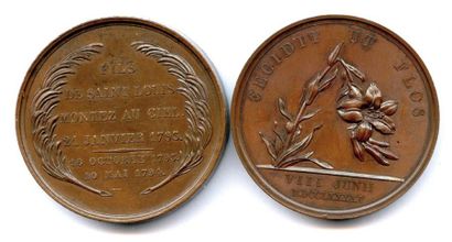 null Deux médailles en bronze 1794 et 1795 : Hommage à la Famille de France (de Puymaurin)...