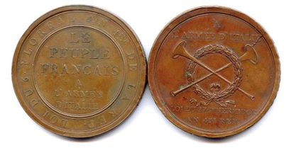null Deux médailles en bronze 1796 : Bataille de Millesimo, le combat de Dego (non...