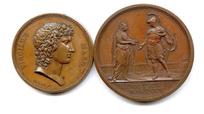 null Deux médailles en bronze 1797 : Capitulation de Mantoue (Gatteaux/Denon) Ø 35...