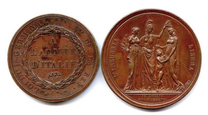 null Deux médailles en bronze 1797 : Passage du Tagliamento, prise de Trieste (Lavy)...