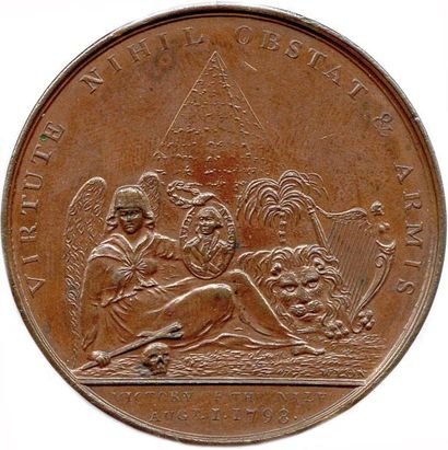 null Deux médailles en bronze 1798 : Bataille du Nil Nelson (non signé) Ø 38 mm Essling...