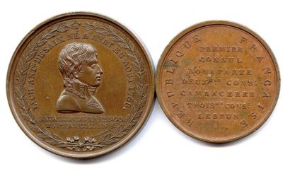 null Deux médailles en bronze 1800 : Mort du Général Desaix (Brenet et Auguste) Ø...